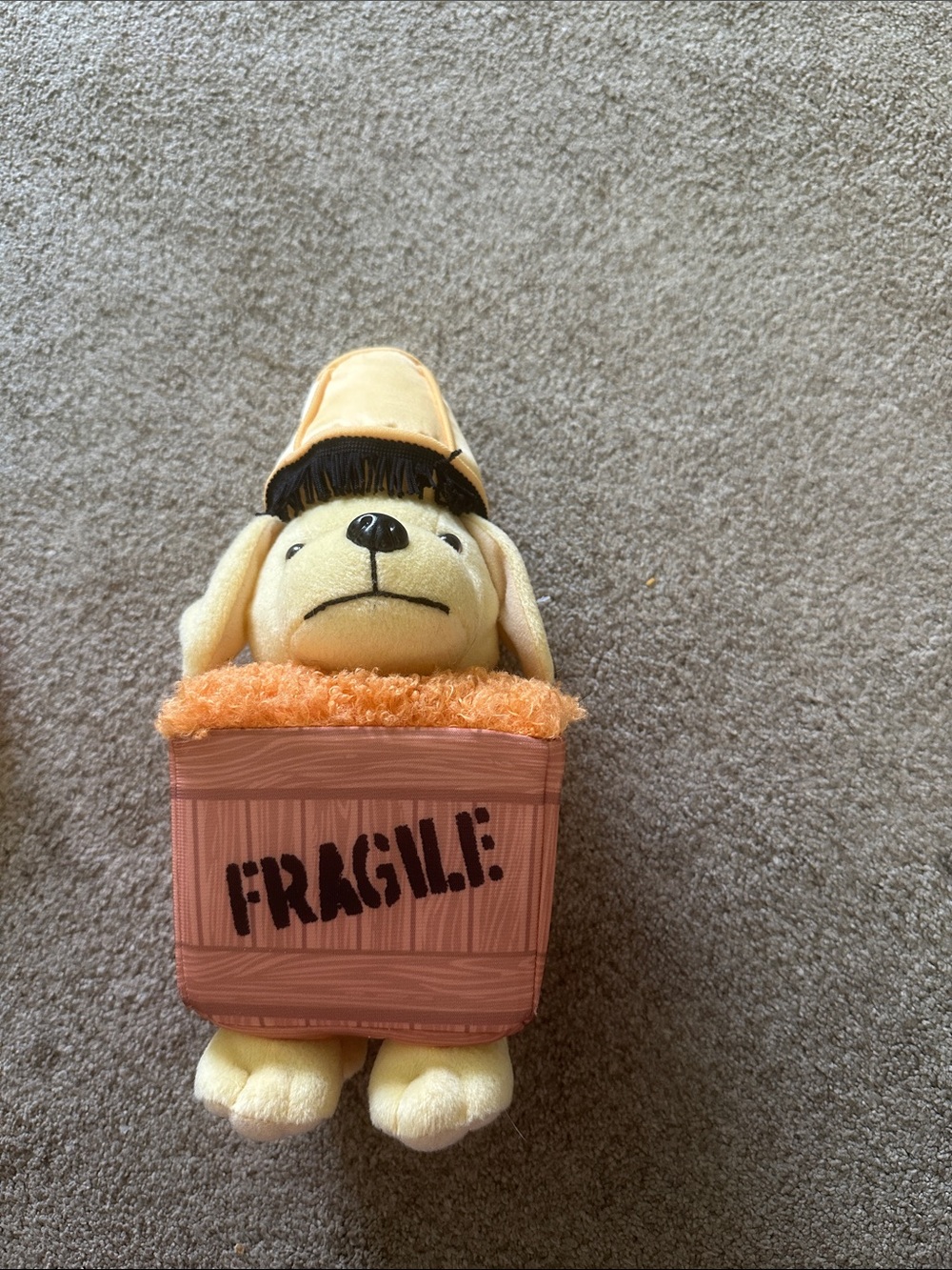 Raising Cane’s Christmas story plush Yellow  Puppy in Orange Crate